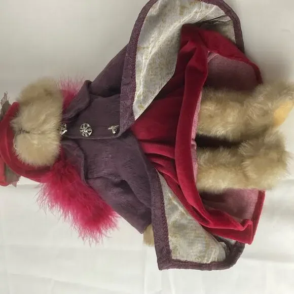 Bearington Collection Queen Fedora Teddy Bear Rose Hat Feather Boa Glasses 2003 - Picture 4 of 8
